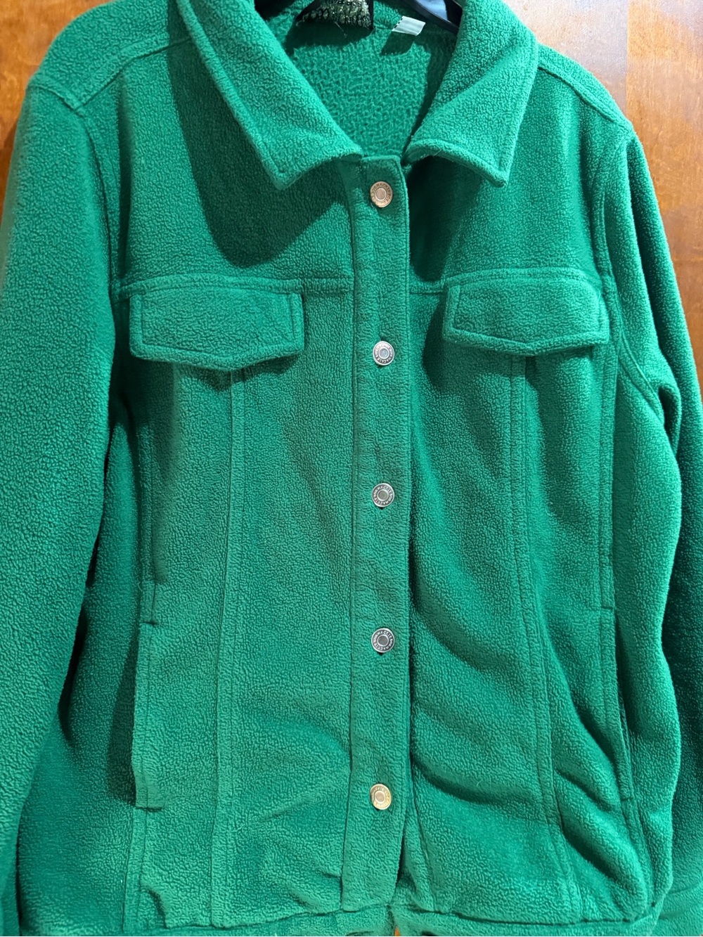 Bob Mackie Emerald Green Teddy Jacket with Snap Buttons
